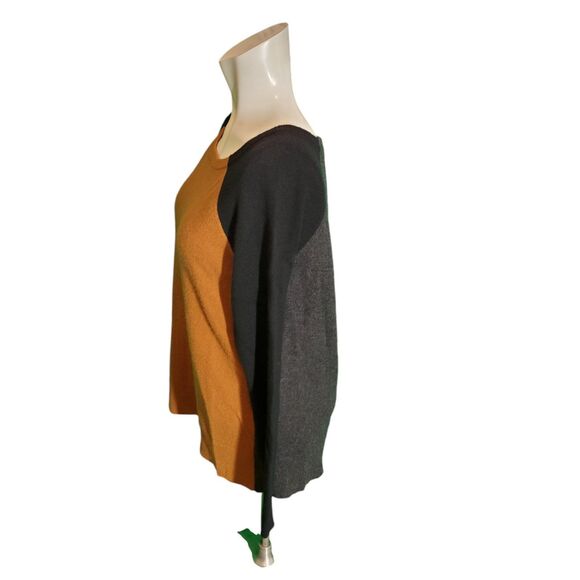 Neiman Marcus Cashmere Sweater Reversible Cardigan Tan/gry/Bl Color Blocked Sz L - Picture 3 of 7